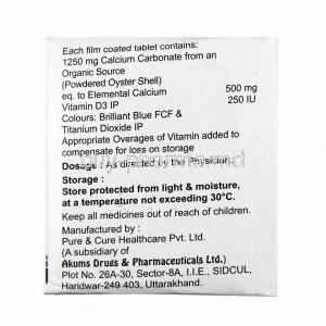 Sincal, Calcium and Vitamin D3 composition