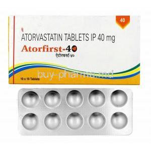 Atorfirst, Atorvastatin 40mg box and tablets