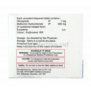 Glimfirst M, Glimepiride 1mg and Metformin composition