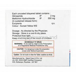 Glimfirst M, Glimepiride 2mg and Metformin composition