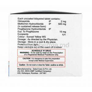 Glimfirst-MP, Glimepiride 2mg, Metformin and Pioglitazone composition