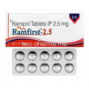 Ramfirst, Ramipril 2.5mg box and tablets