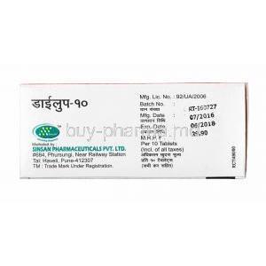 Dyloop, Torasemide 10mg box side