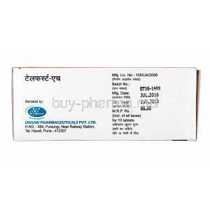 Telfirst-H, Telmisartan and Hydrochlorothiazide box side