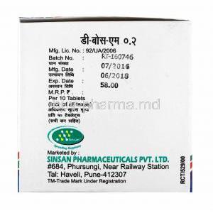 D-Bose-M, Metformin and Voglibose 0.2mg box side