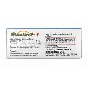 Glimfirst, Glimepiride 1mg composition