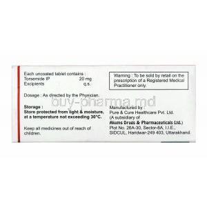 Dyloop, Torasemide 20mg composition