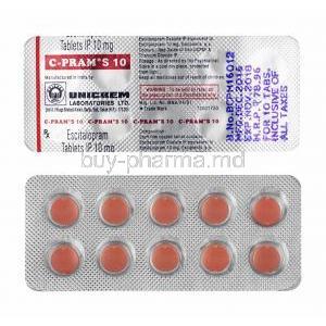 C-Pram S, Escitalopram 10mg tablets