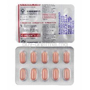 C-Pram S, Escitalopram 20mg tablets