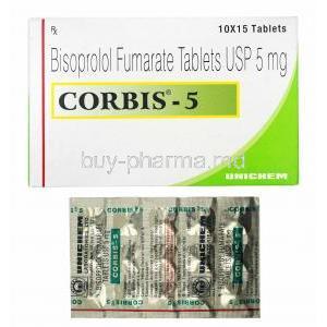 Corbis, Bisoprolol 5mg box and tablets