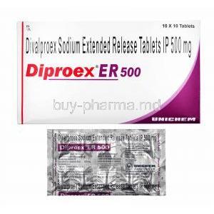 Diproex, Divalproex 500mg box and tablets