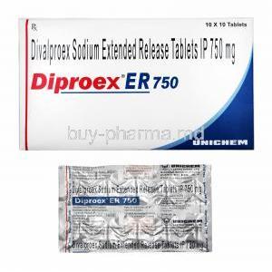 Diproex, Divalproex 750mg box and tablets