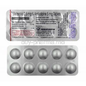 Corbis AM, Amlodipine and Bisoprolol 2.5mg tablets