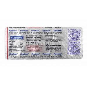 Fineheal, Bromelain, Trypsin and Rutoside tablets back