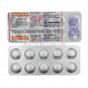 Nigrain TR, Propranolol 40mg tablets