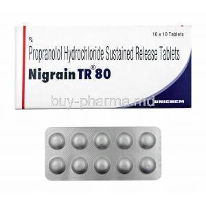 Nigrain TR, Propranolol 80mg box and tablets