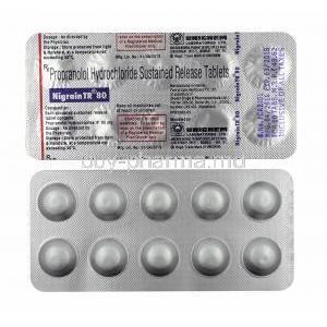 Nigrain TR, Propranolol 80mg tablets