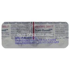 Semi Daonil, Generic  Glyburide,  Glibenclamide  Tablet