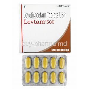 Levtam, Levetiracetam 500mg box and tablets