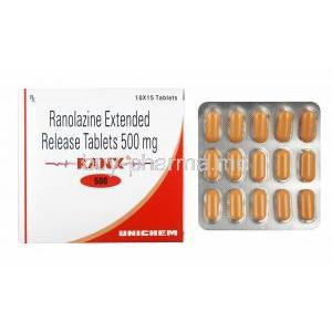 Ranx, Ranolazine box and tablets