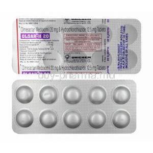 Olsar-H, Hydrochlorothiazide and Olmesartan 20mg tablets