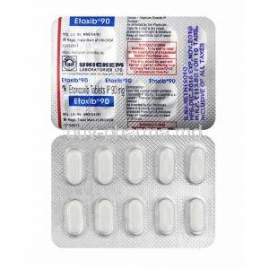 Etoxib, Etoricoxib 90mg box and tablets