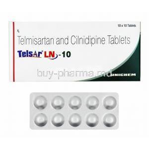 Telsar-LN, Cilnidipine 10mg and Telmisartan box and tablets