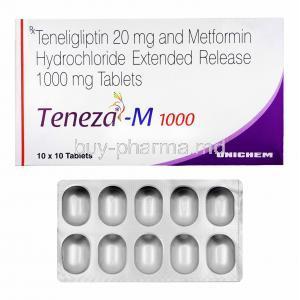 Teneza-M, Metformin and Teneligliptin box and tablets
