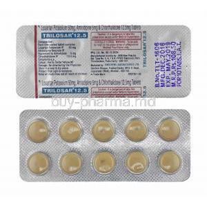 Trilosar, Losartan, Amlodipine and Chlorthalidone 12.5mg tablets