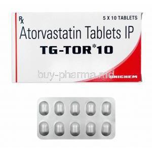 TG-Tor, Atorvastatin 10mg box and tablets
