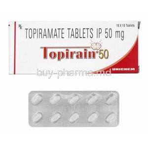 Topirain, Topiramate 50mg box and tablets