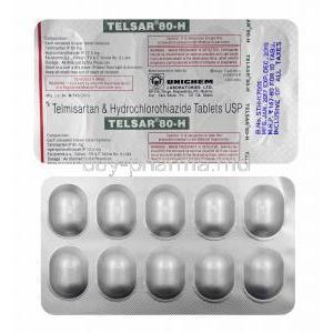 Telsar H, Telmisartan 80mg and Hydrochlorothiazide tablets