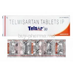 Telsar, Telmisartan 80mg boxx and tablets
