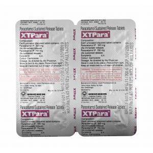 XTPara Proglet, Paracetamol tables back