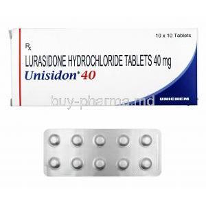 Unisidon, Lurasidone 40mg box and tablets