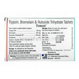 Thrize, Bromelain, Trypsin and Rutoside composition