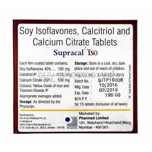 Supracal ISO, Calcium Citrate, Calcitriol and Soy Isoflavone composition