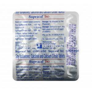 Supracal ISO, Calcium Citrate, Calcitriol and Soy Isoflavone tablets back