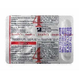 Tolagin, Thiocolchicoside, Aceclofenac and Paracetamol tablets back