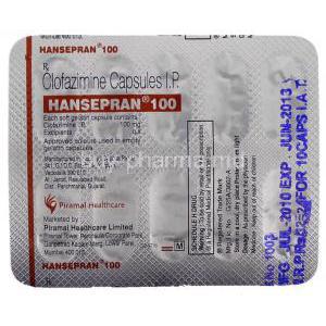 Hansepran, Generic  Lamprene,  Clofazimine  100 Mg Packaging