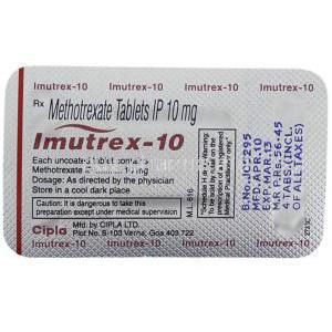 Imutrex, Generic  Rheumatrex ,  Methotrexate  10 Mg Packaging