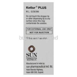 Ketlur Plus,  Ketorolac Tromethamine/ Ofloxacin  Eye Drop Manufacturer Information