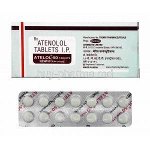 Atelol, Atenolol 50mg box and tablets