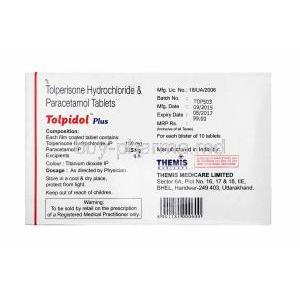 Tolpidol Plus, Tolperisone and Paracetamol composition