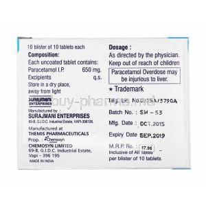 Metaplus, Paracetamol composition