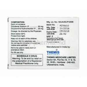 Aquadol Spas Injection, Dicyclomine and Diclofenac composition