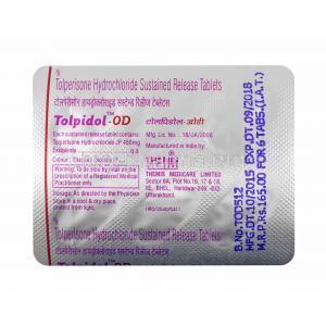Tolpidol OD, Tolperisone tablets back