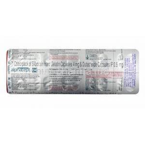 Alphacept-D Combipack, Silodosin 4mg and  Dutasteride capsules back