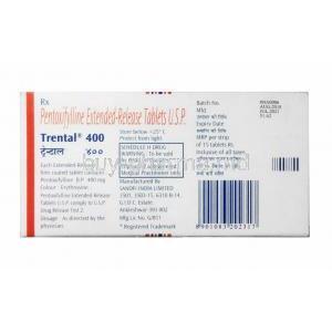 Trental, Pentoxifylline 400mg (Sanofi India) composition