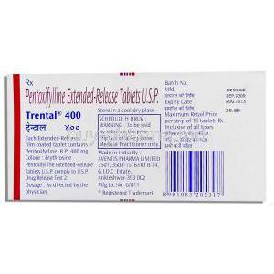 Trental, Pentoxifylline 400 mg Tablet (Aventis)
